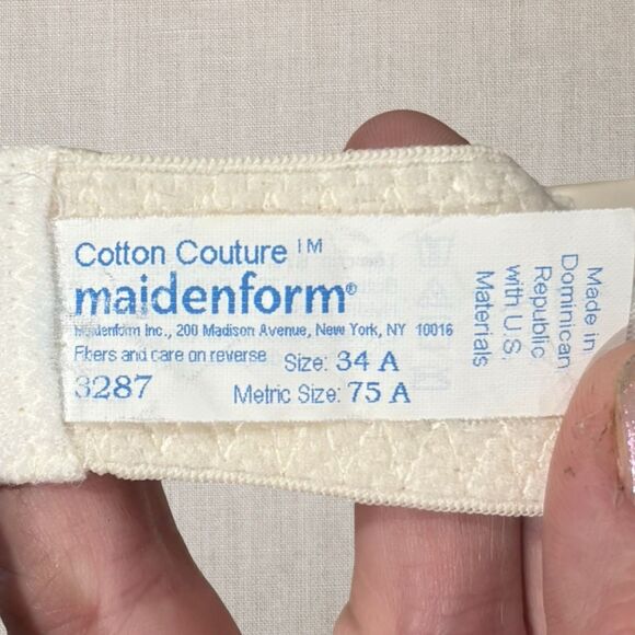 90s Maidenform 34A Ivory Lace Underwire Bra Cotton Couture VTG - Picture 4 of 6